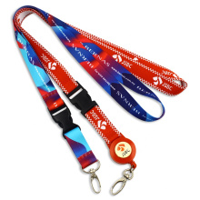 Colorful Logo Sublimation Heat Transfer Printed Lanyards Polyester Adjustable Safety Buckle Clasp Lanyards